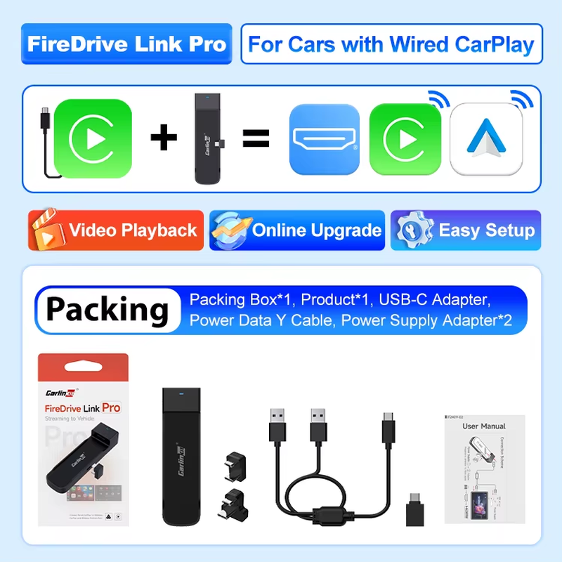 Firedrive Link Pro for Fire TV Stick Support Wireless Carplay