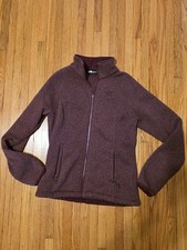 The North Face Women's Maroon Fleece Full Zip Jacket M Pockets Outdoor