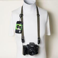 Army Green Dual Adjustable Handmade Camera Photo Strap w/ Peak Design Anchors