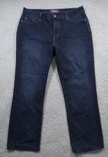 NYDJ Womens Jeans Size 14 Blue Denim Straight Leg Lift Tuck Stretch High Rise