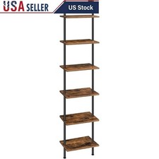 6-Tier Ladder Bookshelf Wall Mount Industrial Display Shelf Home Office Storage