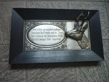 antikes Reliefbild sign. G. Bommer Wandrelief Jagd Wandbild Metallrelief ca.1920