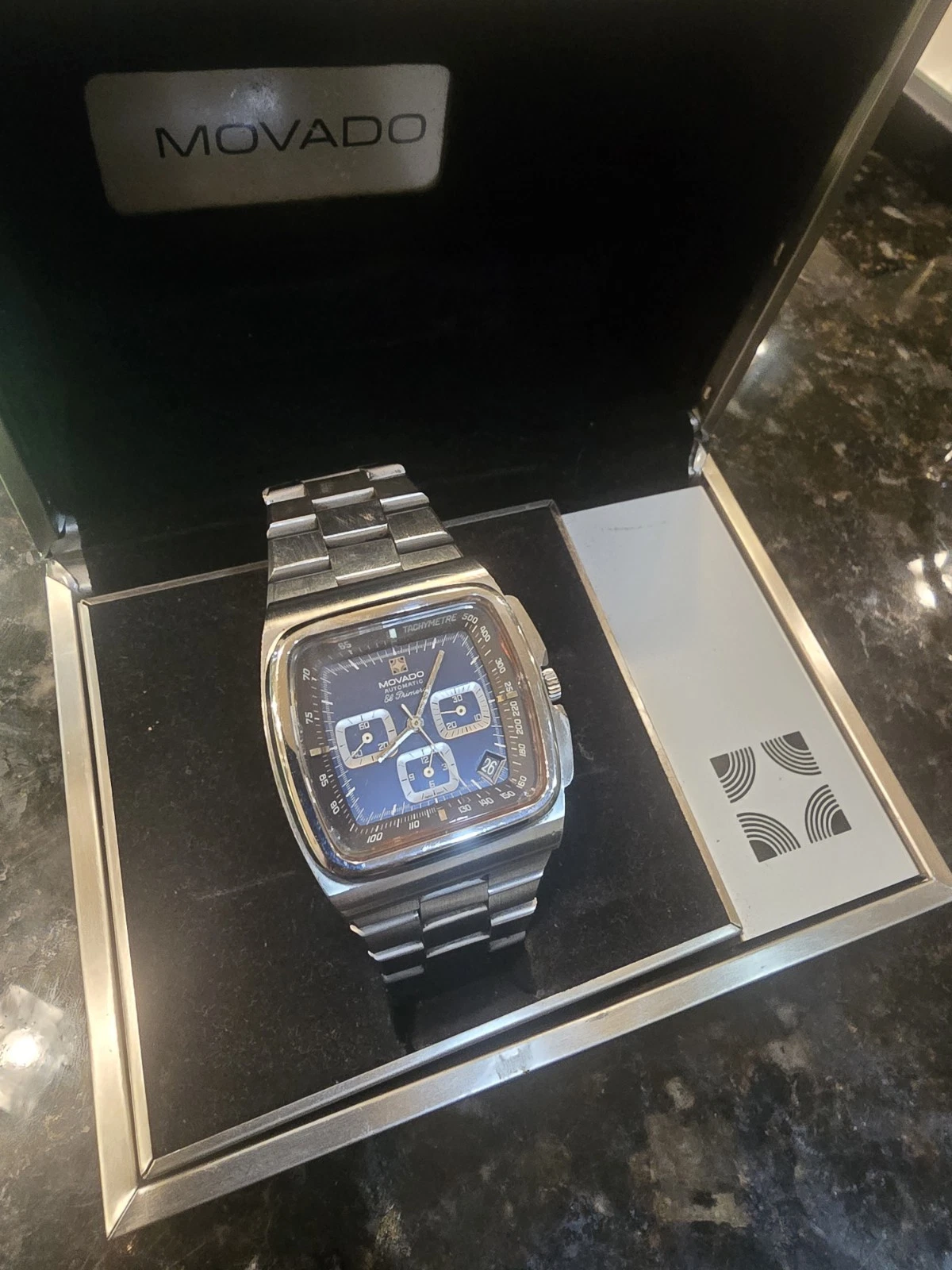 Zenith — Movado Zenith TV big blue El Primero Ref. 01-0200-416 caliber 3019PHC 1970s
