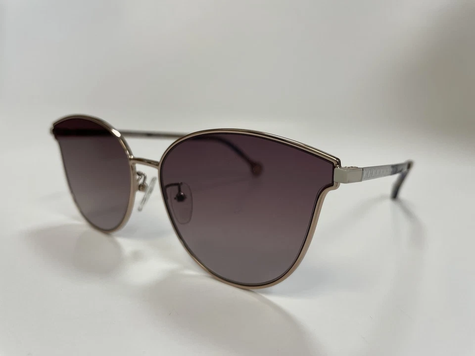 Auténticas gafas de sol Carolina Herrera 104 0A39 de metal dorado Cateye marrón degradado Foto 2 de 4