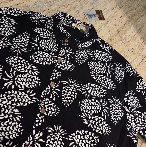 Neuf ! Chemise tropicale boutonnée homme L batik boutique ananas conçue à Hawaï - Photo 8/14