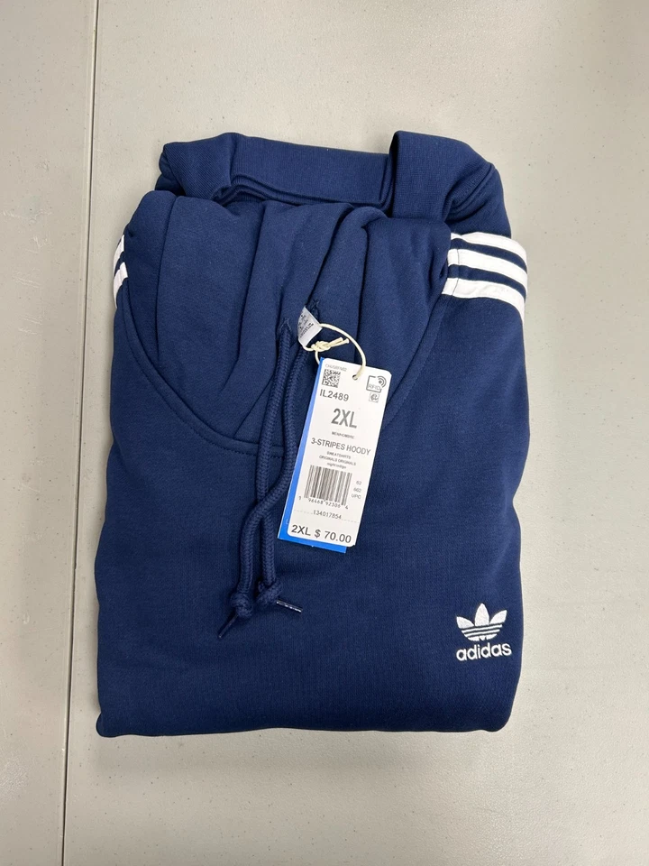 Adidas Adicolor Classics 3-Stripes Hoodie Night Indigo IL2489 Retail $70 - Image 2 of 4