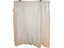 NEW $149., SUPER SUITE SEVENTY SEVEN Ivory Skirt Faux Pockets Zip Front, Size 12
