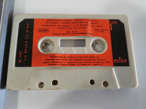 Mina Lo mejor de Cassette Tape Spain Edit 1972 Rifi BC 3191 Paper Labels - Picture 2 of 3