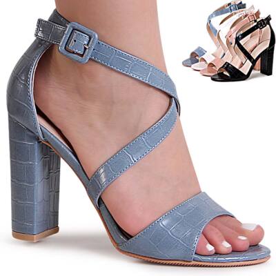 Damenschuhe Riemchen Sandaletten Sandalen Sling Pumps High Heels Snake Optik