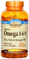 3 Pack Sundown Naturals Triple Omega 3-6-9 Flax, Fish, Borage Oil 200 Softgel Ea on sale 3 Pack Sundown Naturals Triple Omega 3-6-9 Flax, Fish, Borage Oil 200 Softgel Ea on sale