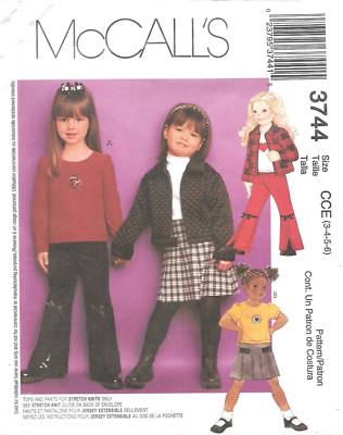 Uncut McCall's Sewing Pattern # 3744 Girl's Jacket Tops Pants Skirt Size 3-4-5-6