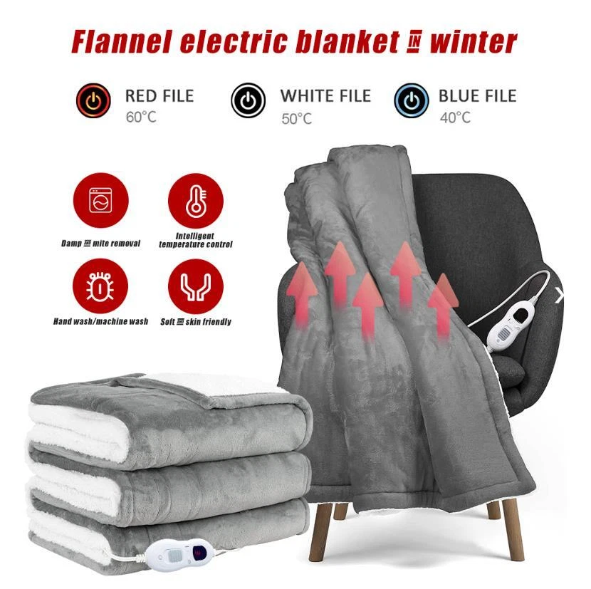 Heated Electric Throw Blanket Faux Fur Sherpa Heating Blanket 50”X60” Thick  Soft | eBay