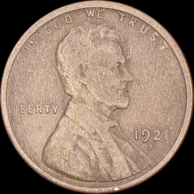 1921-S 1C Lincoln Wheat Cent Uncertified Circulated BN