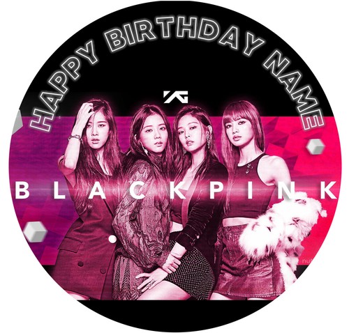 EDIBLE Black Pink kpop Cake Topper Birthday Party Wafer Paper 19cm (uncut) - Picture 3 of 7