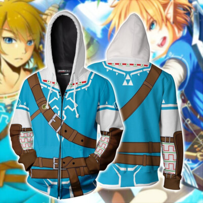 The Legend of Zelda Link Champion's Tunic Hoodie Pullover Zipper up Jacket 