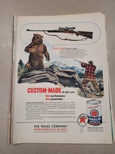 VTG 1950 Orig Magazine Ad TEXACO Gas Custom Made For Rifleman Alaska Brown Bear