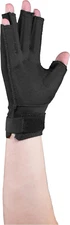 Resting Splint Glove, 5 Finger Semi-Rigid Splints, Open Tips, Black, Right Hand,
