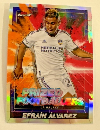 2022 Topps Finest MLS Orange Red Fusion Prized Footballers Efrain Alvarez Galaxy