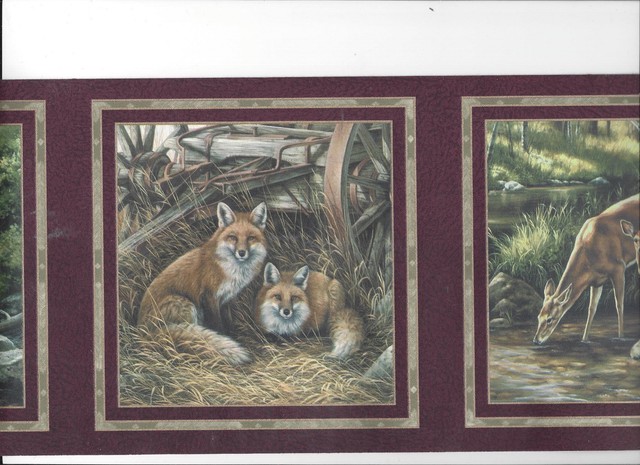 WALLPAPER BORDER FOX DEER WOLVES WOLF BEAR IN FRAMES NEW ARRIVAL WILD ANIMALS