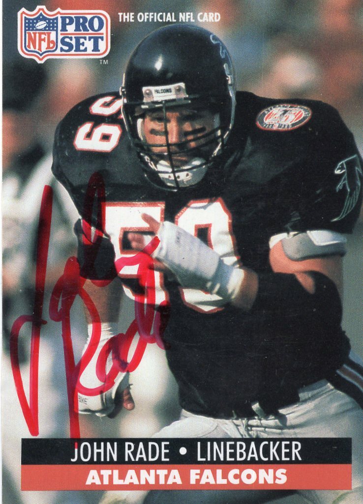 JOHN RADE Signed 1991 PRO SET Football Card #438 Atlanta Falcons & Boise State