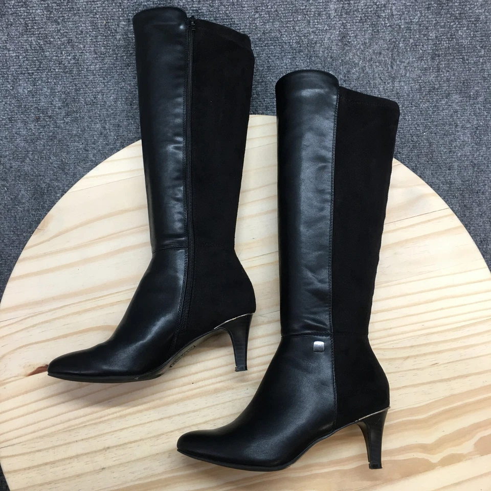 Alfani 靴子女式 5 M Hakuu 高骑黑色及膝尖头 F43714 — 第 2/4 张图片