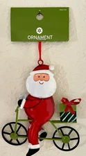 Metal Christmas Tree Ornament SANTA On A BICYCLE Bike Riding NWT HTF Target NEW!