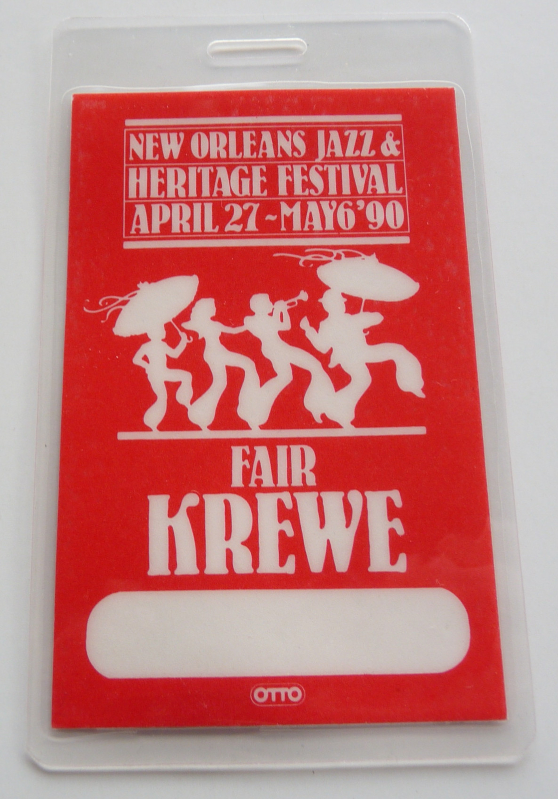 New Orleans Heritage Fair 1990 FAIR KREWE  Backstage Pass Laminate