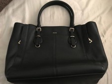 BNWT 100% Authentic DKNY Black Pebbled Tassle Tote Bag With Gold Logo R81AA340