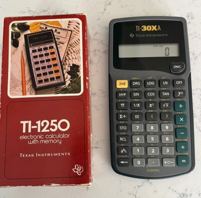 Texas Instruments TI-1250 Original Box & TI- 30XA Scientific Calc Tested & Works