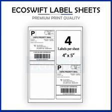 4 4 x 5 EcoSwift Laser/Ink Address Shipping Adhesive Labels 4 per sheet