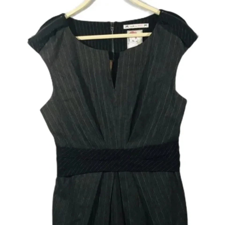 Vestido Recto Yoana Baraschi Vaina Cambio Talla 6 Rayas Negro Gris Formal Foto 3 de 4