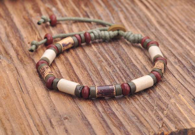 G164 D Handmade Craft Hemp Surfer Wristband Bracelet Bangle Ceramic Clay Beads