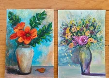 Original Floral Paintings Hand-Painted Acrylic OOAK Art unique gifts flowers