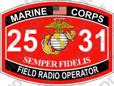 STICKER USMC MOS 2531 FIELD RADIO OPERATOR ooo USMC Lisc No 20187