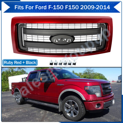 RR Ruby Red+Matte Black Front Grille Hood Grill For Ford F-150 F150 2009-2014