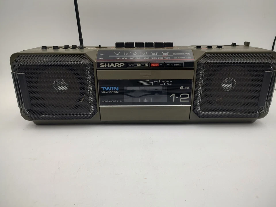 Boombox Doble Cinta Estéreo Retro Old School Vintage Años 80 SHARP WQ-T282 - LEER Foto 3 de 4
