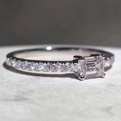 Silber zarter minimalistischer Baguette klassischer Ring echtes Schnäppchen Gr. 56 P