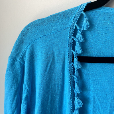 Cardigan col écharpe sur bleu gris | Vetement