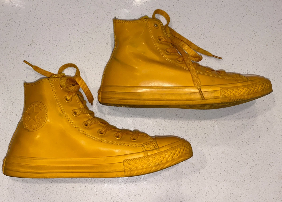 CONVERSE All Star Chuck Taylor Yellow WATERPROOF Shoe Youth Sz High Top Rubber | eBay