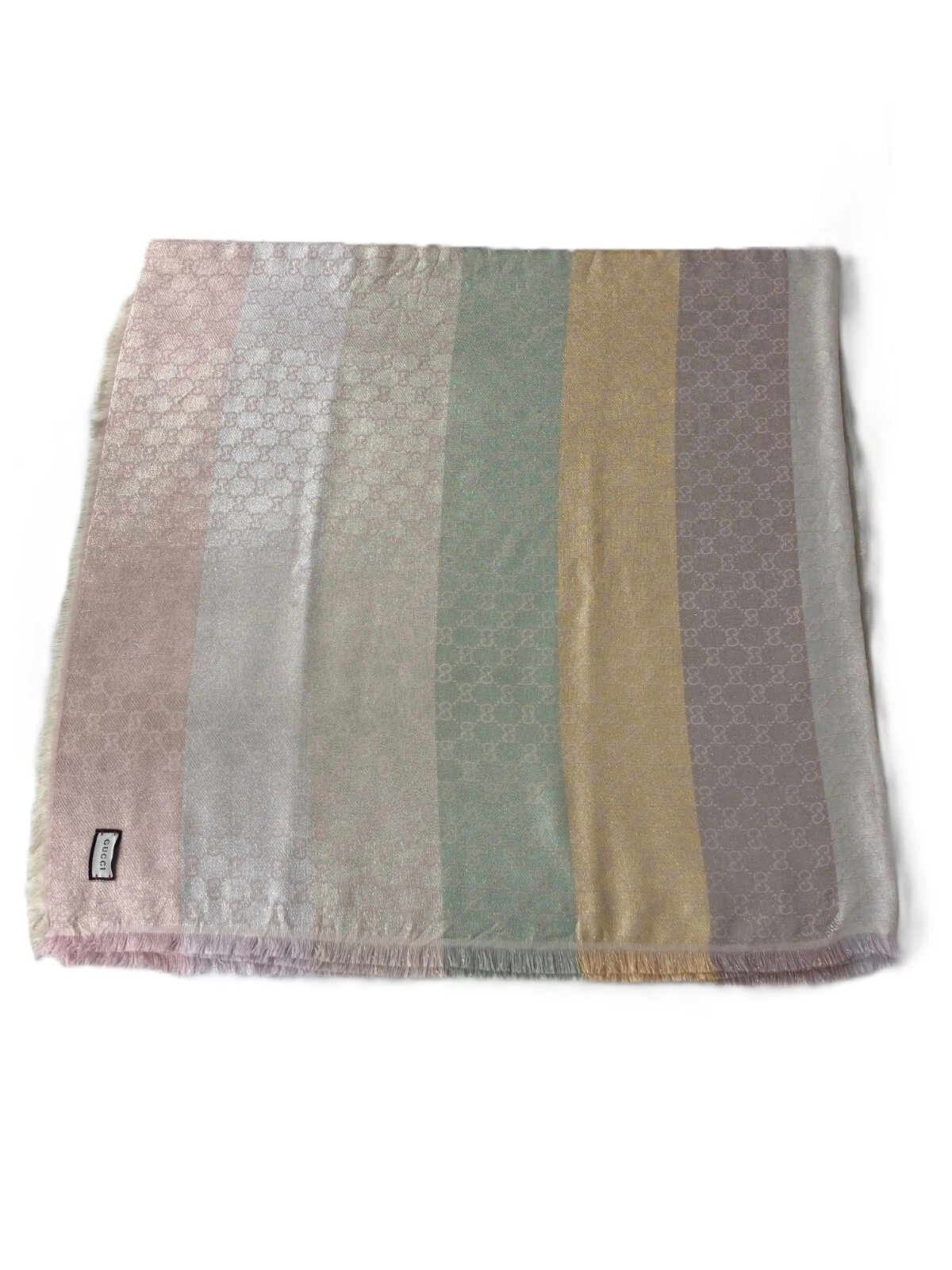Châle Gucci multicolore GG laine mélangée jacquard fabriqué en Italie.
