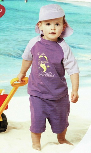 3 tlg. Kinder Baby Beach Set Baumwolle UV-Schutz Strand T-Shirt Shorts Mütze - Bild 4 von 5