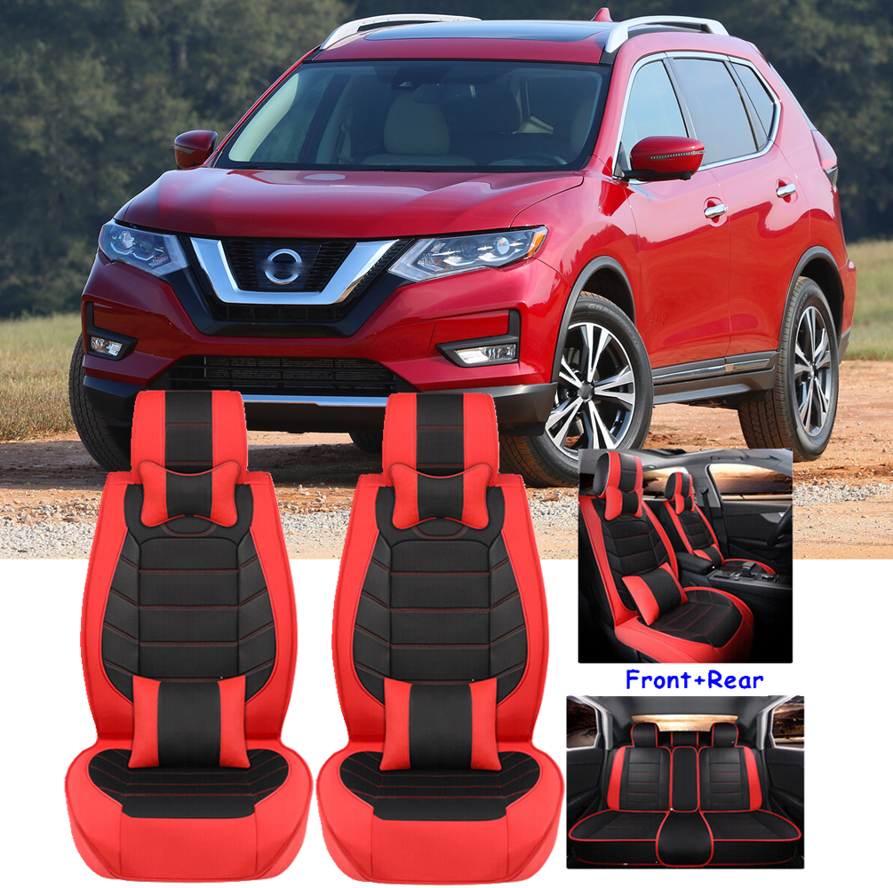 PU Leather Car Seat Cover Front & Rear Full Set Seats Cushion For Nissan Rogue