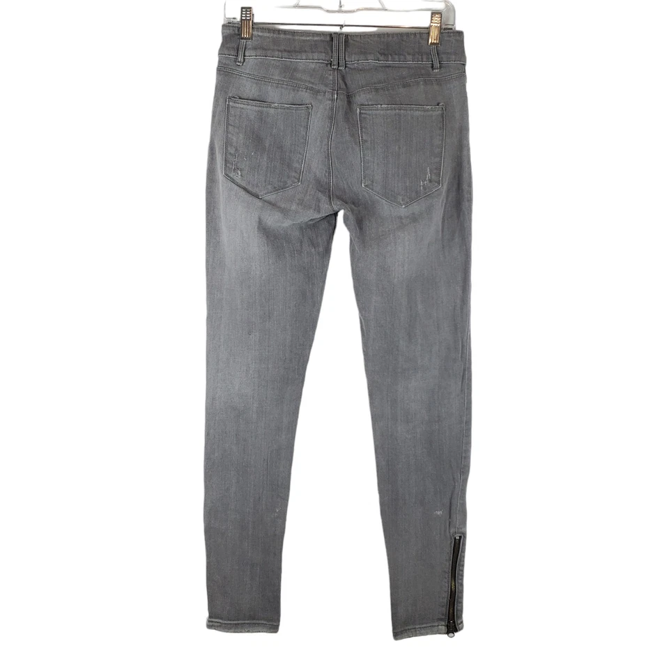 Jeans Silence + Noise para mujer 27 tiro alto tobillo cremallera ramita gris denim flaco defecto Foto 2 de 4