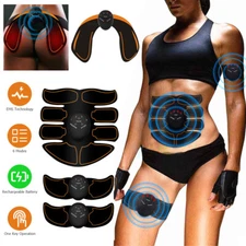 Rechargeable EMS Abs Trainer Arms & Hips Muscle Stimulator Abdominal Training