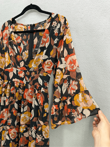 NWT Fate Womens Multicolor Floral Print Deep V-Neck Maxi Dress Size Small - Picture 7 of 12