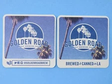 2 Beer Coasters ~ GOLDEN ROAD Brewing Brewed & Canned in LA ~ Los Angeles, CA