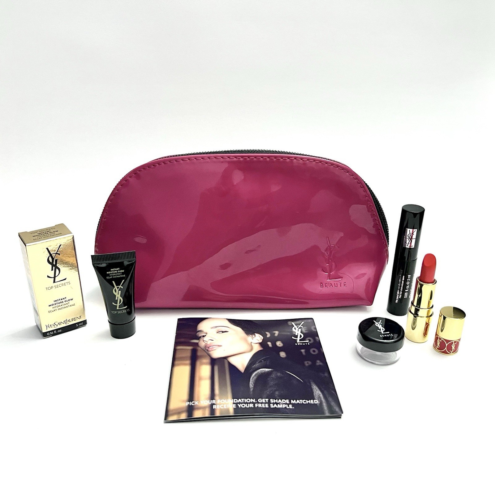 YSL Fuchsia Makeup Bag 9.5 Inch with Free Samples Gift on Purchase
