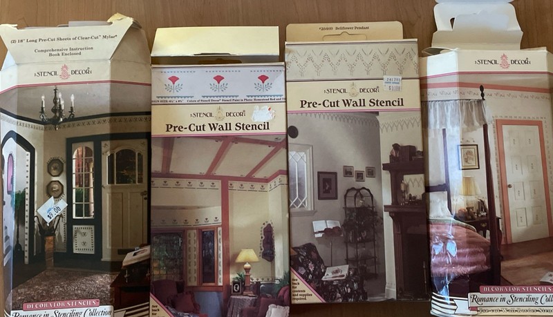 Plaid Stencil Decor Multi Layer Wall Stencils  4 Patterns Romance In Stenciling