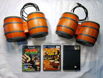 Nintendo GameCube DK Bongos x 2 w/ Donkey Kong Jungle Beat & Konga 1&2 NTSC-U/C