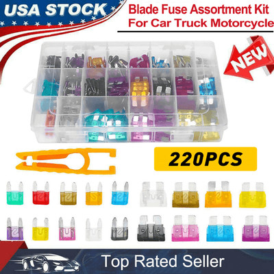 220Pcs Car Blade Fuse Assortment Assorted Kit Blade Set Auto Truck Automotive US
